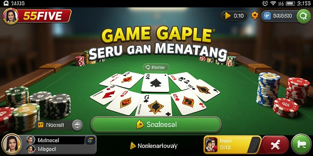 Screenshot gameplay 55FIVE menampilkan suasana seru permainan Gaple.