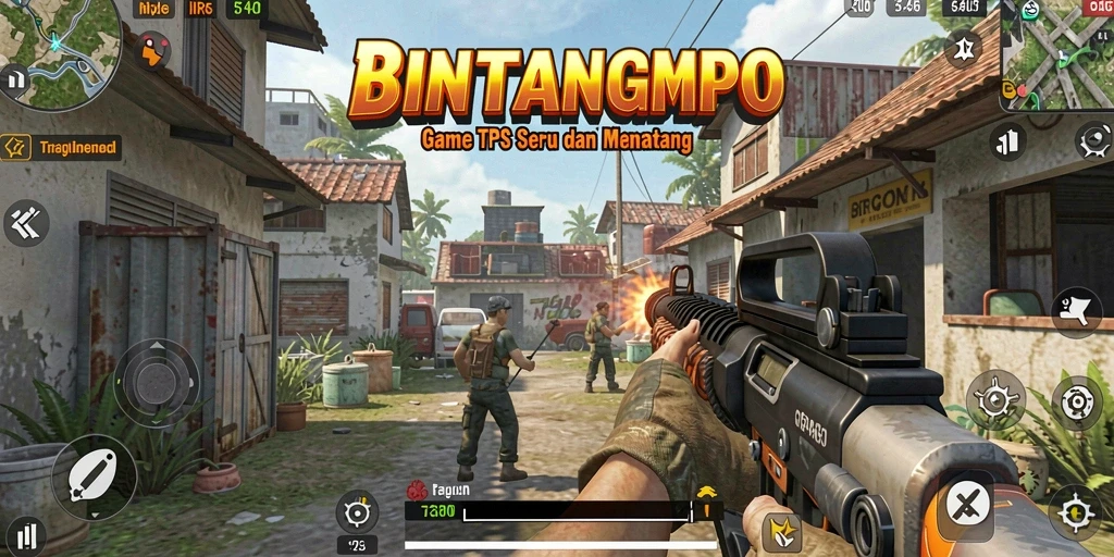 Screenshot utama BINTANGMPO menampilkan aksi seru dalam permainan TPS.
