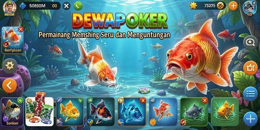 Screenshot gameplay DEWAPOKER dengan aksi memancing yang seru.
