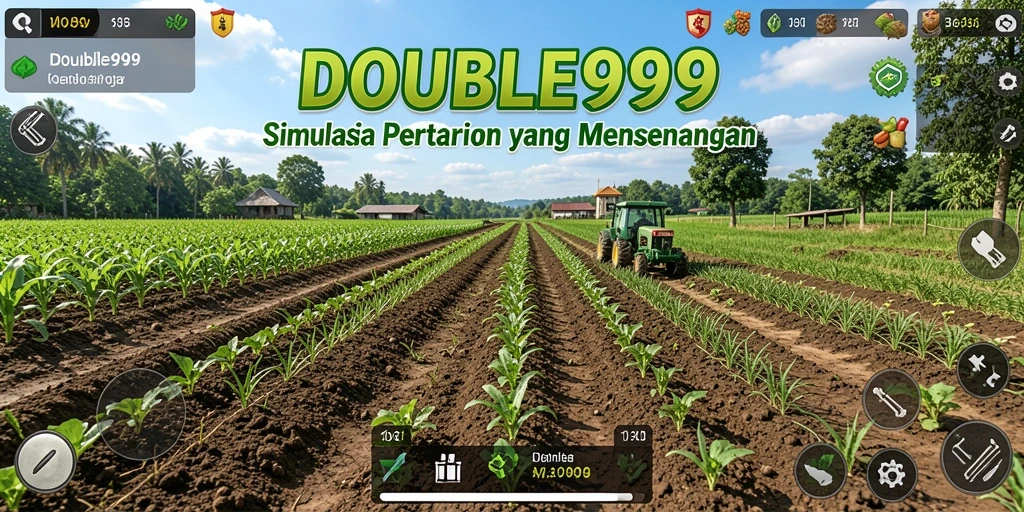 Screenshot gameplay DOUBLE999 menampilkan aktivitas bertani yang seru dan menarik.