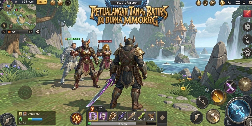 Screenshot gameplay EOS77 menampilkan aksi seru dalam pertarungan monster.