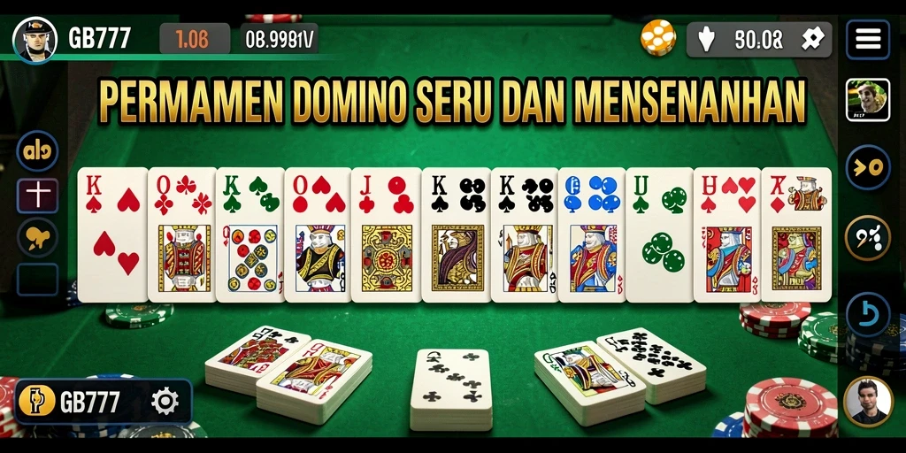Screenshot GB777 menampilkan pemain menikmati permainan Domino dengan antarmuka yang menarik.
