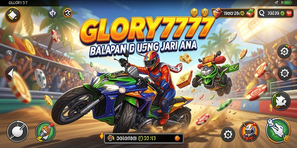 Tampilan balapan seru dalam gameplay GLORY777.