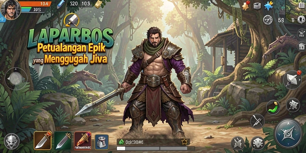 Tampilan utama gameplay LAPARBOS yang menawan dengan petualangan menantang.