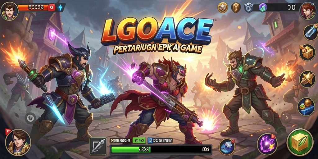 Screenshot utama LGOACE menampilkan pertarungan intens antara karakter kuat.