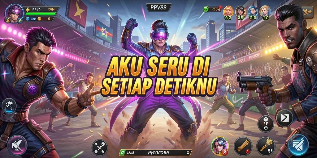 Tangkapan layar gameplay PPV88 menampilkan pertempuran intens di arena.