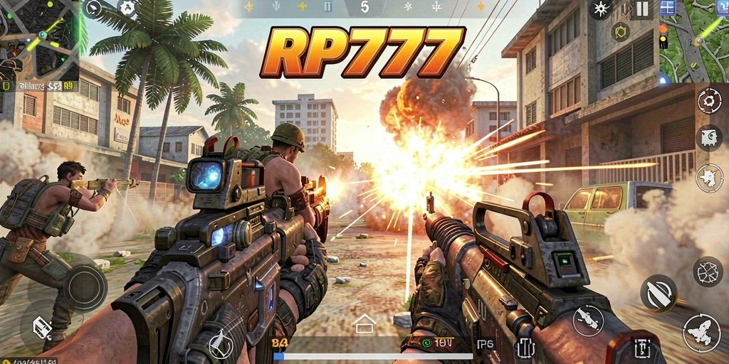 Tampilan gameplay RP777 yang mendebarkan dalam aksi TPS.