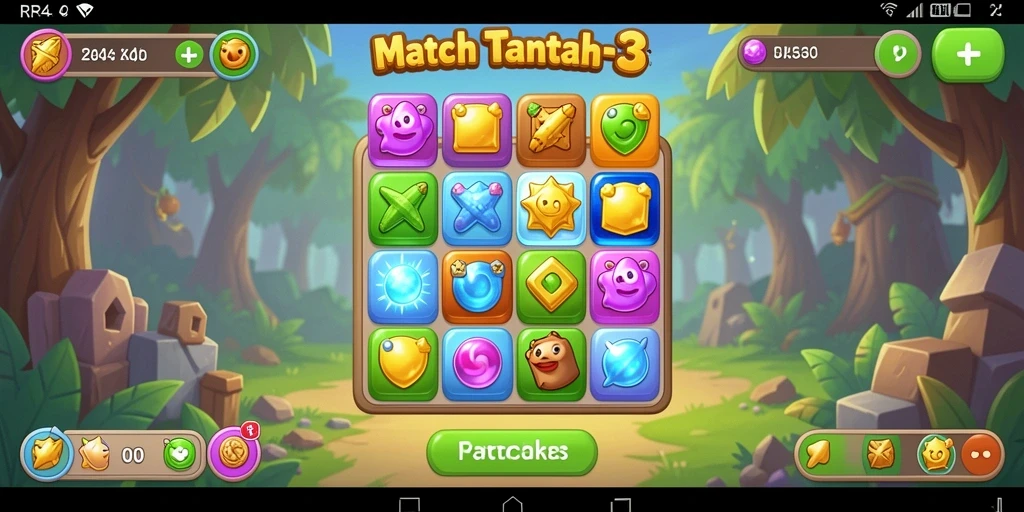 Screenshot gameplay RR44 dengan elemen warna-warni yang ceria.