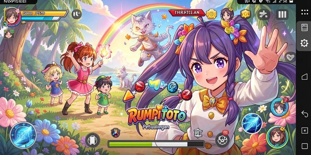 Tampilan luar biasa dari gameplay RUMPITOTO dengan karakter Anime.